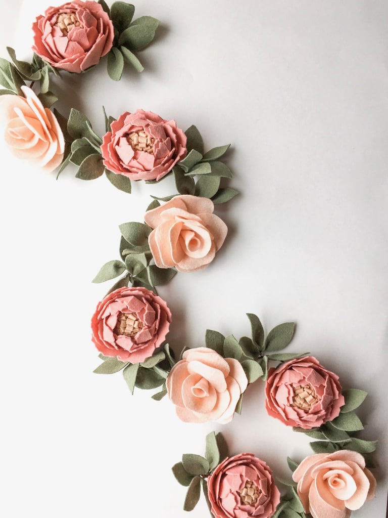 Peony and Rose Felt Flower Garland