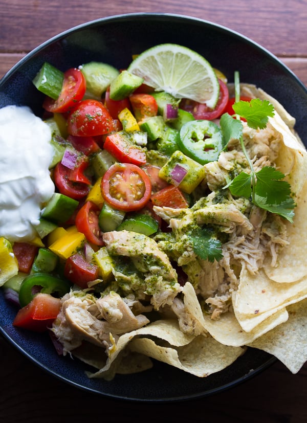 Slow Cooker Beer Chicken Taco Salad With Cilantro Vinaigrette