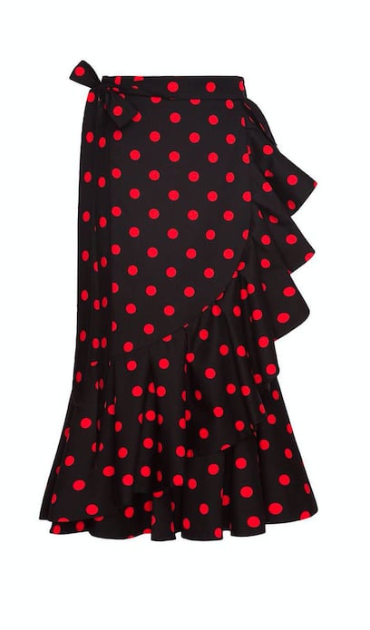 Marianna Senchina Polka Dot Ruffled Midi Skirt