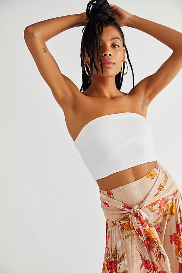 In No Time White Strapless Crop Top  Strapless crop top, White strapless  crop top, Long sleeve crop top