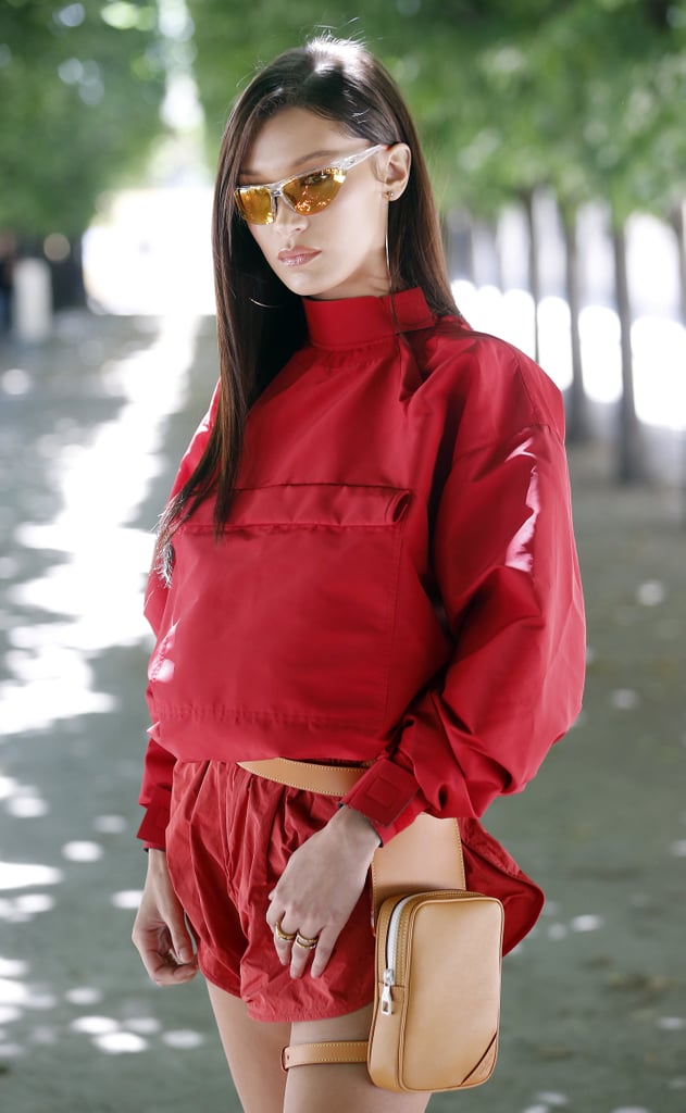 Bella Hadid Red Shorts Louis Vuitton Show in Paris