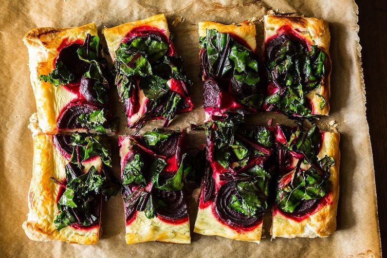 Rustic Beet Tart and Wilted Greens by fatgirleating