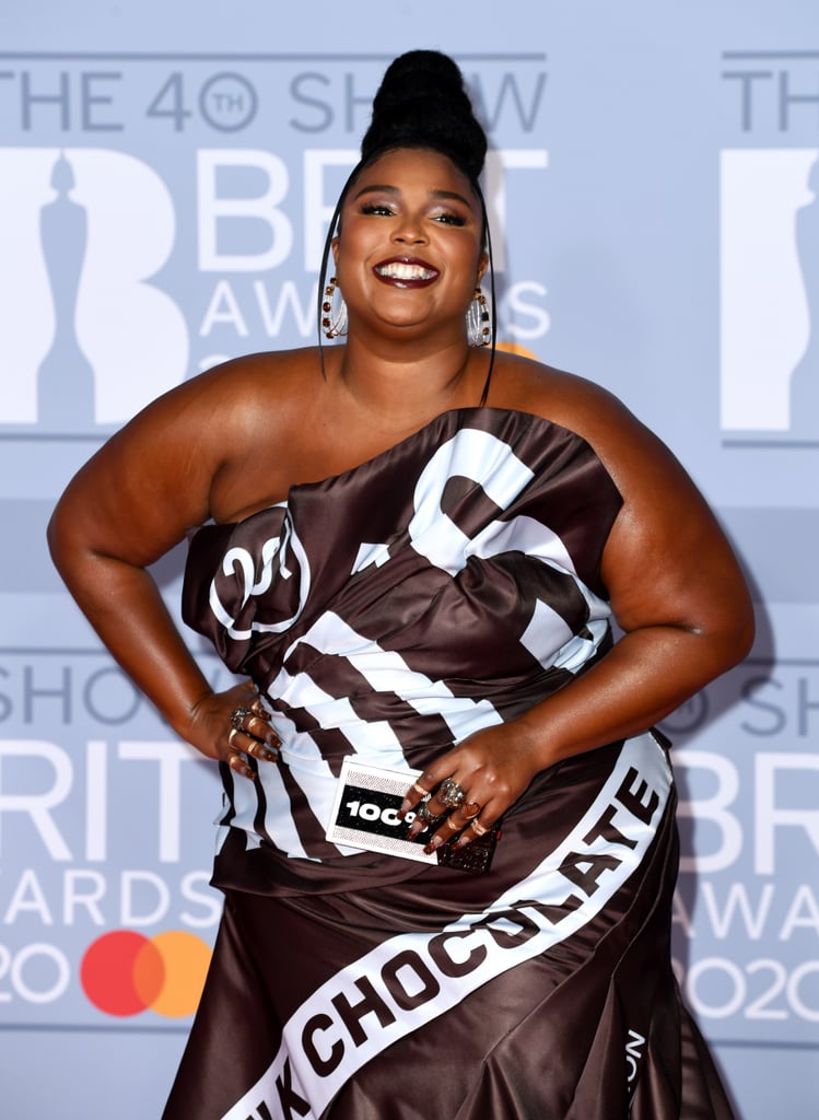 Lizzo's Moschino Hershey's Chocolate Dress on the Red Carpet