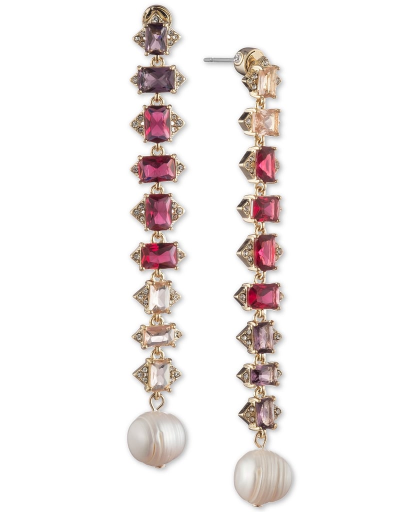 Carolee Crystal & Freshwater Pearl (12mm) Linear Drop Earrings