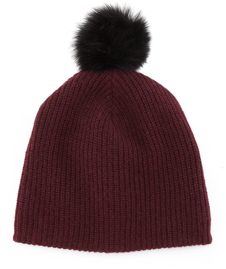 Rag & Bone R Cynthia Knit Beanie With Shearling Fur Pompom ($175)