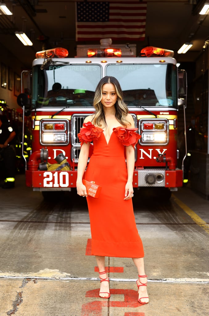 Jamie Chung's "Stop Asian Hate" Clutch at 2021 SAG Awards