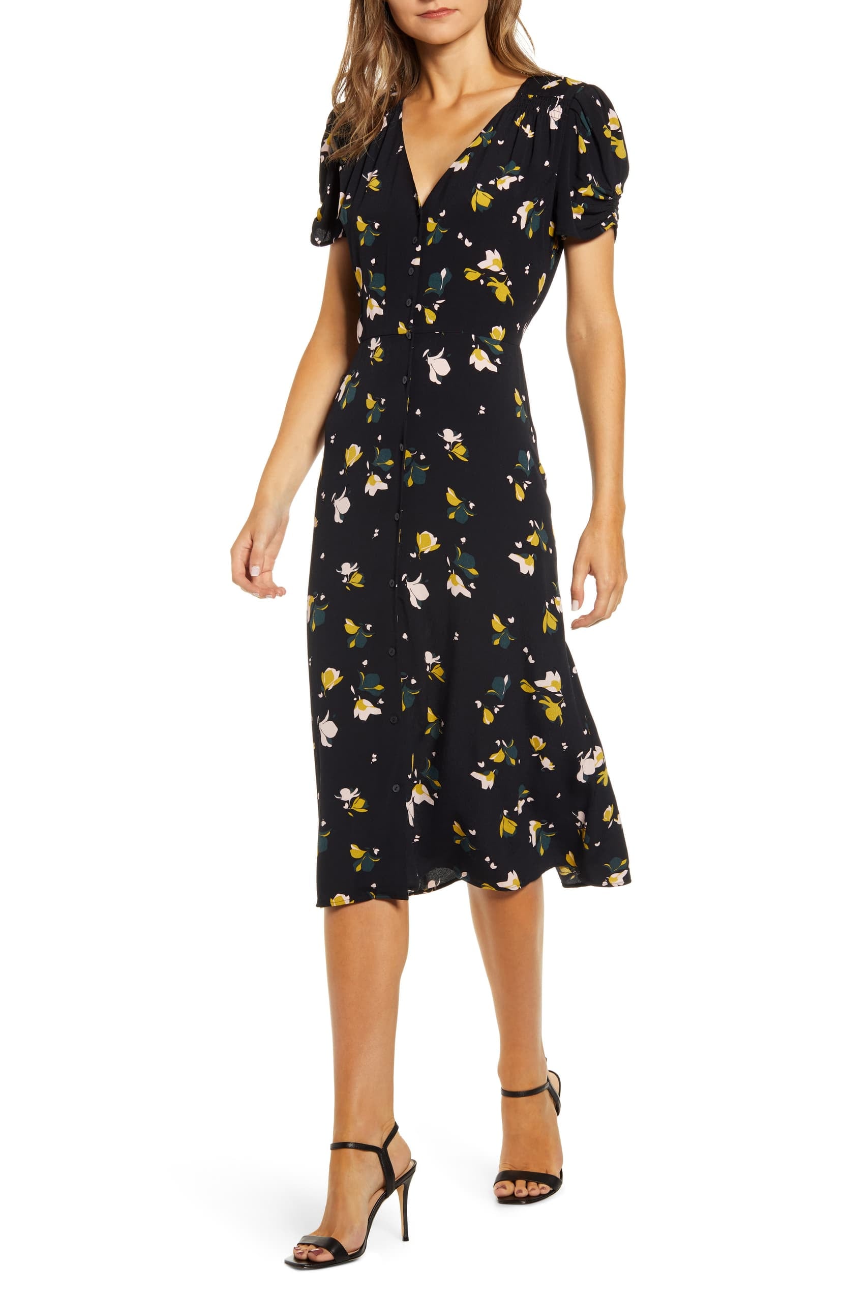 Chelsea28 Floral Ruched Sleeve Dress Camila Cabello Is
