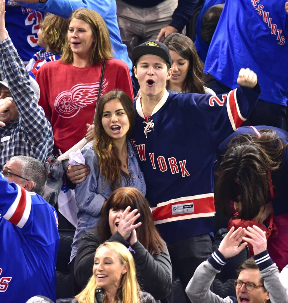 Ansel Elgort Kisses Girlfriend at Hockey Game | Pictures