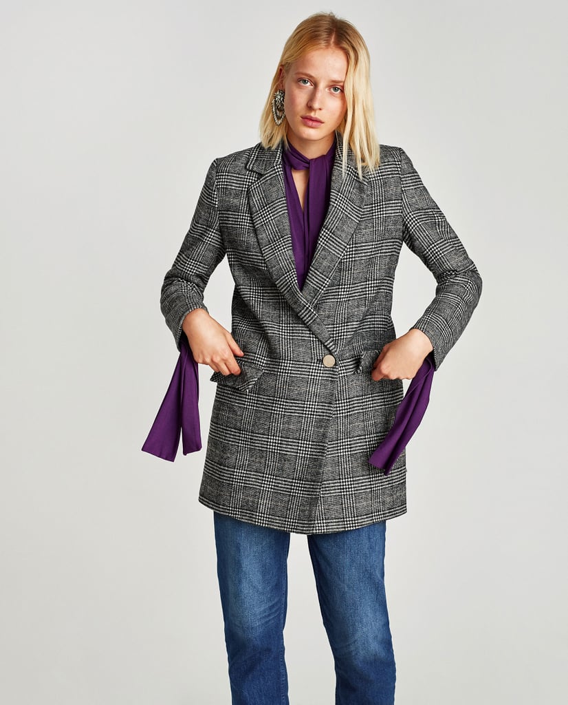 Zara Double-Breasted Checked Blazer