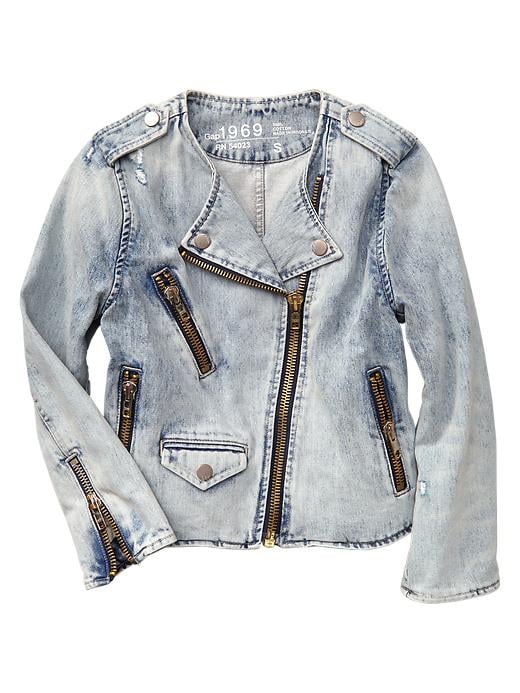 Gap 1969 collarless bleached denim biker jacket ($90)