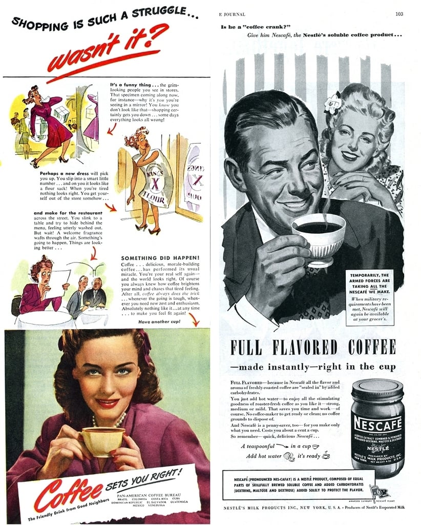Shopping can be such a struggle! Good thing we have coffee to brighten up our day (and our cranky hubby's day).