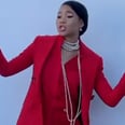 Storm Reid Loves Her Cherry-Red Pantsuit So Much, She Put on Beyoncé to Mark the Occasion