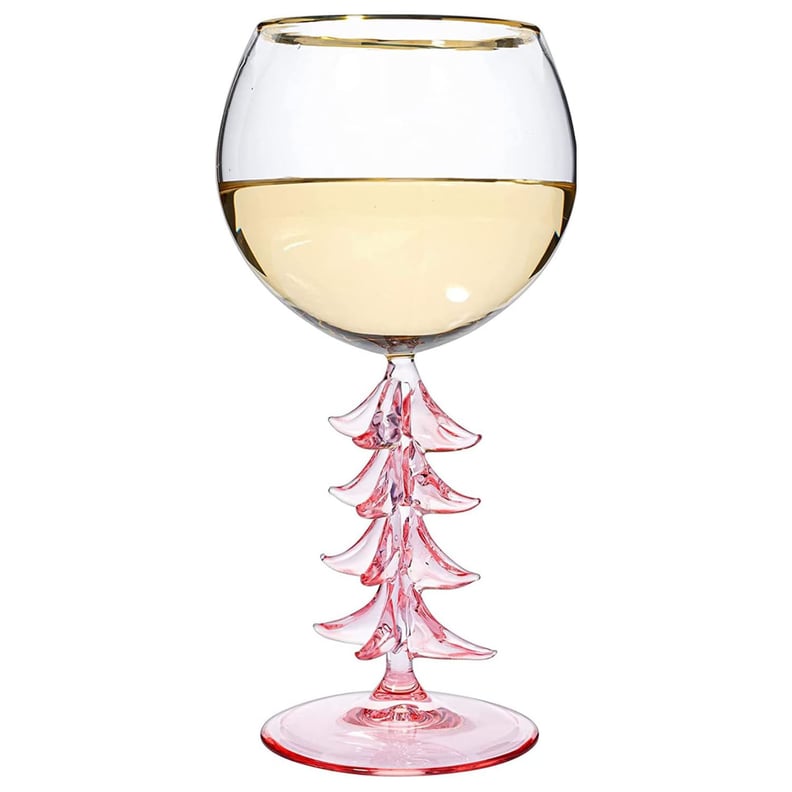 Shop Amazon's Pink Christmas Tree Wine Glasses
