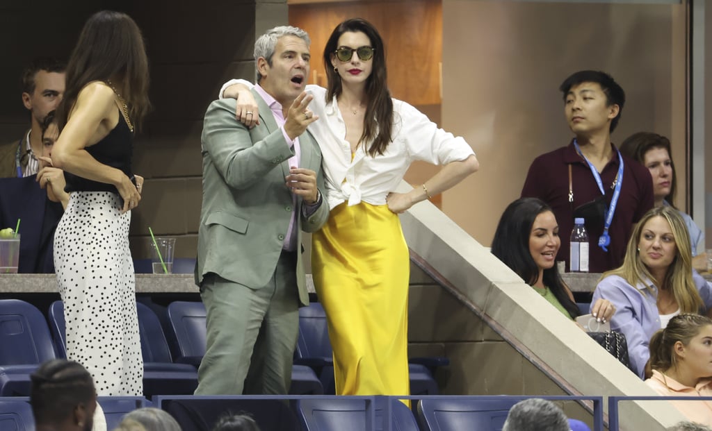 Andy Cohen and Anne Hathaway at the US Open men's championship match on Sept. 11.