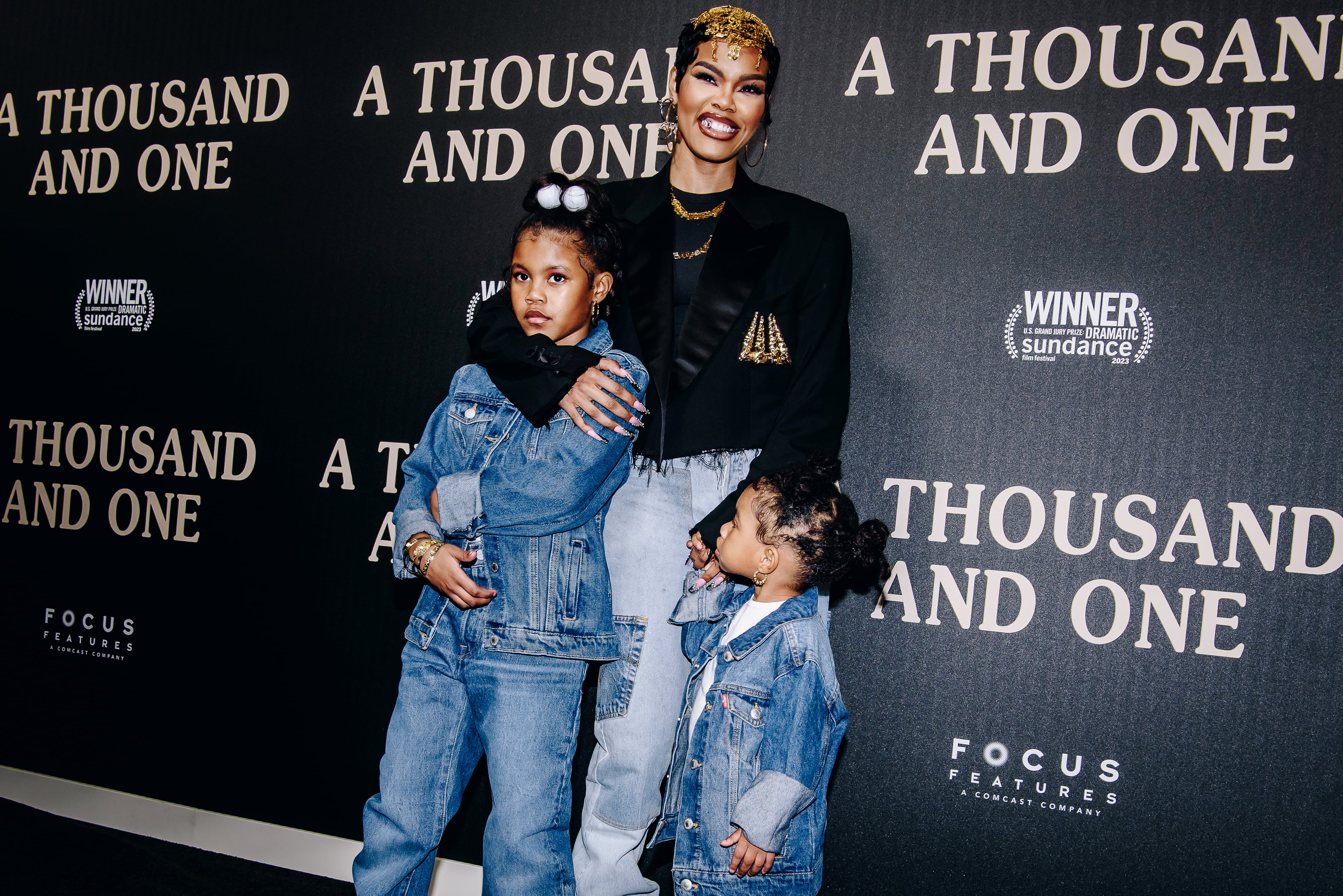 Teyana Taylor and Her Kids at A Thousand and One Premiere