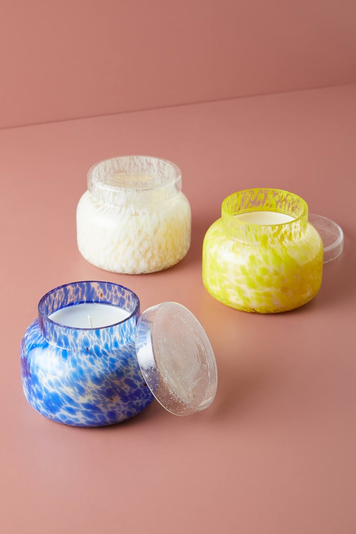 Get the Look Capri Blue Confetti Glass Candle Anthropologie Spring