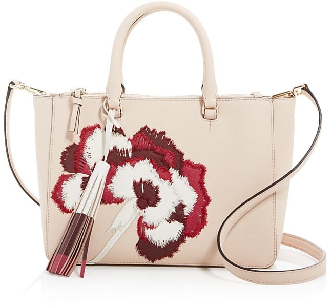 Tory Burch Robinson Floral Applique Small Multi Tote ($595) | Lily James  Shows Us the Beauty of Investing in a Really Great Statement Bag | POPSUGAR  Fashion Photo 21
