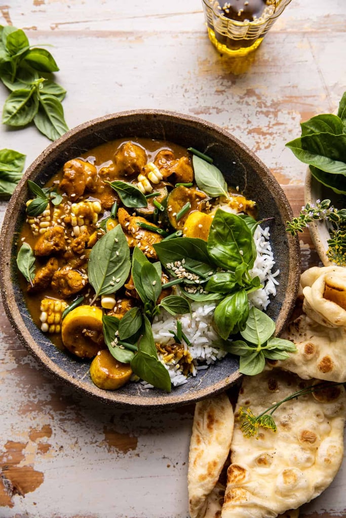 Spicy Coconut Basil Chicken Curry With Garden Vegetables