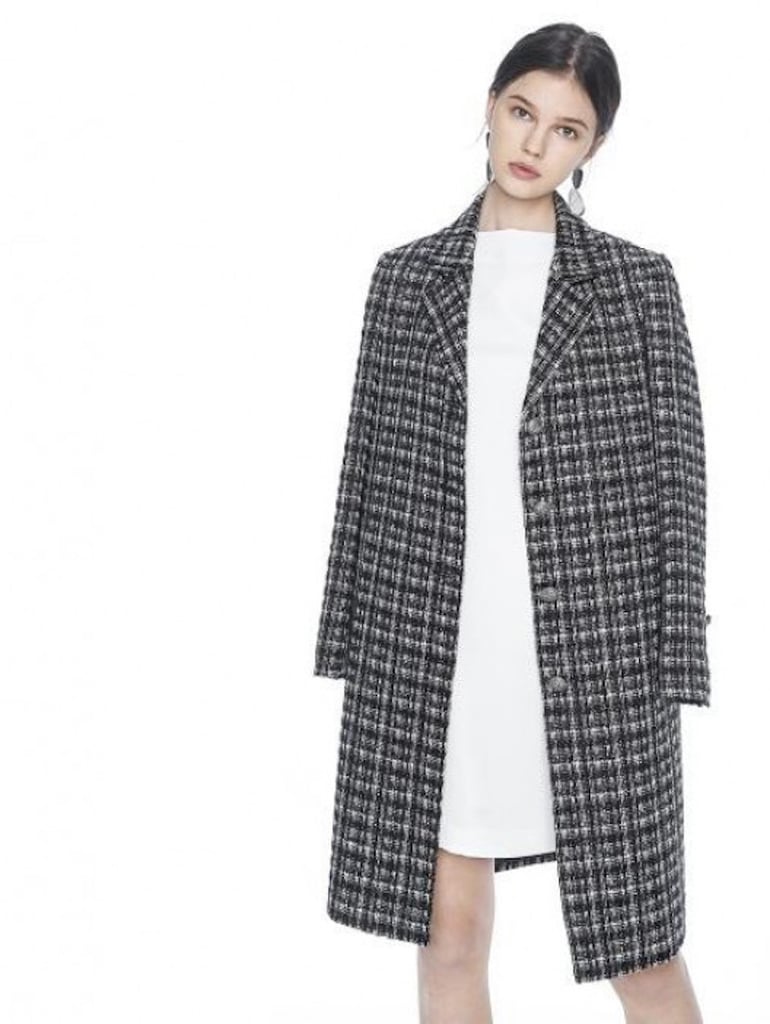 W Concept Tweed Single Half Coat Black