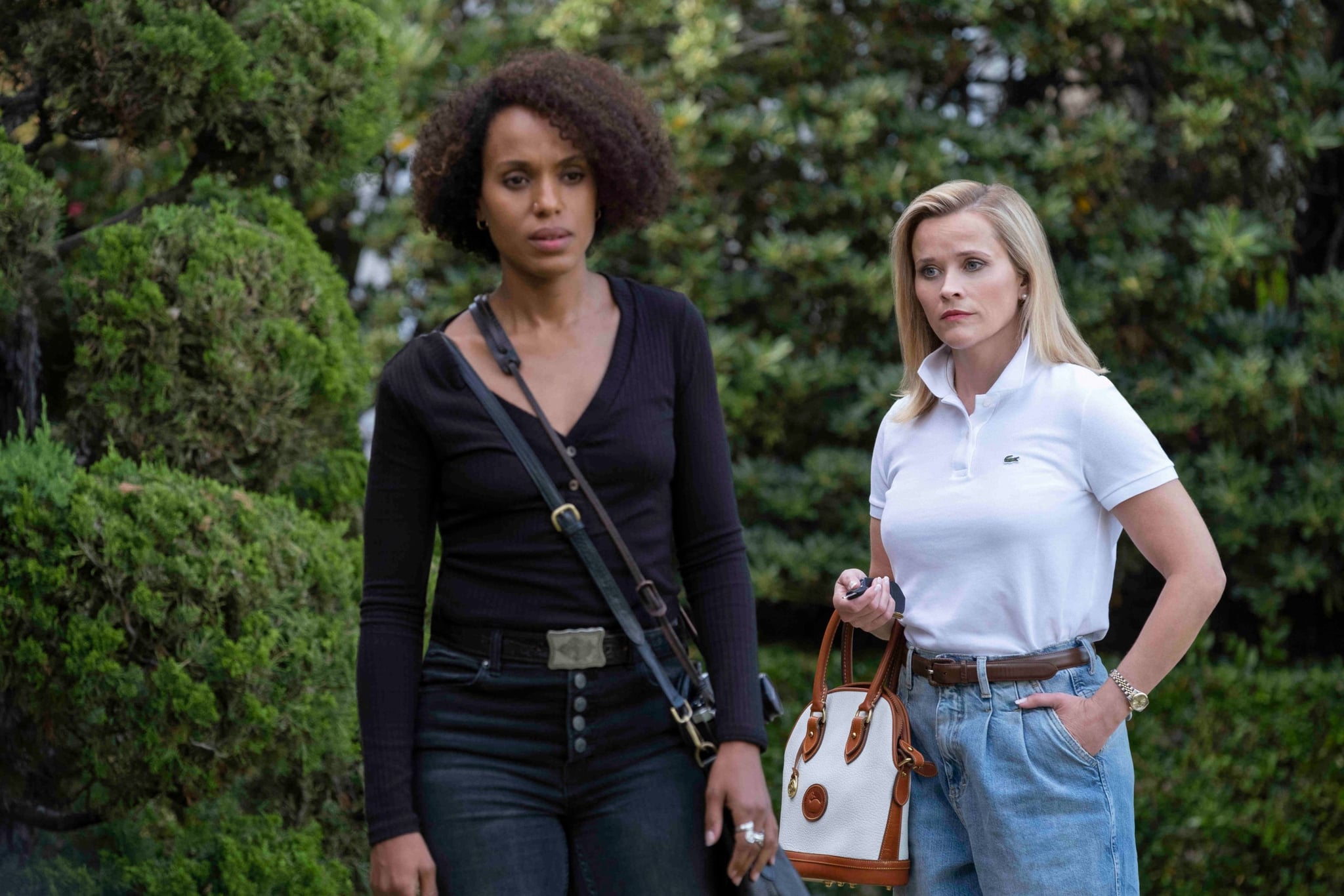 LITTLE FIRES EVERYWHERE, from left: Kerry Washington, Reese Witherspoon, The Spark, (Season 1, ep. 101, aired Mar. 18, 2020). photo: Erin Simkin / Hulu / Courtesy Everett Collection