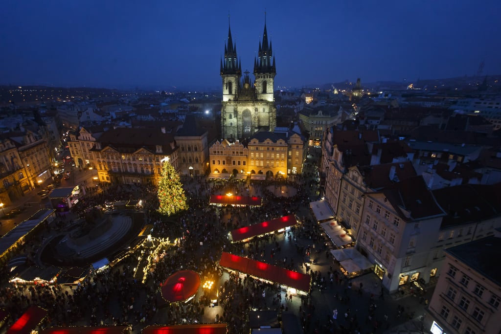 Prague's Christmas market was set up in the Old Town Square.