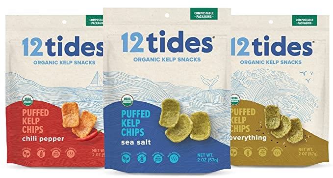 12 Tides Puffed Kelp Chips Variety Pack