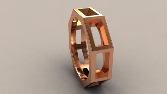 Rose Gold Open Octagon Men's Wedding Band