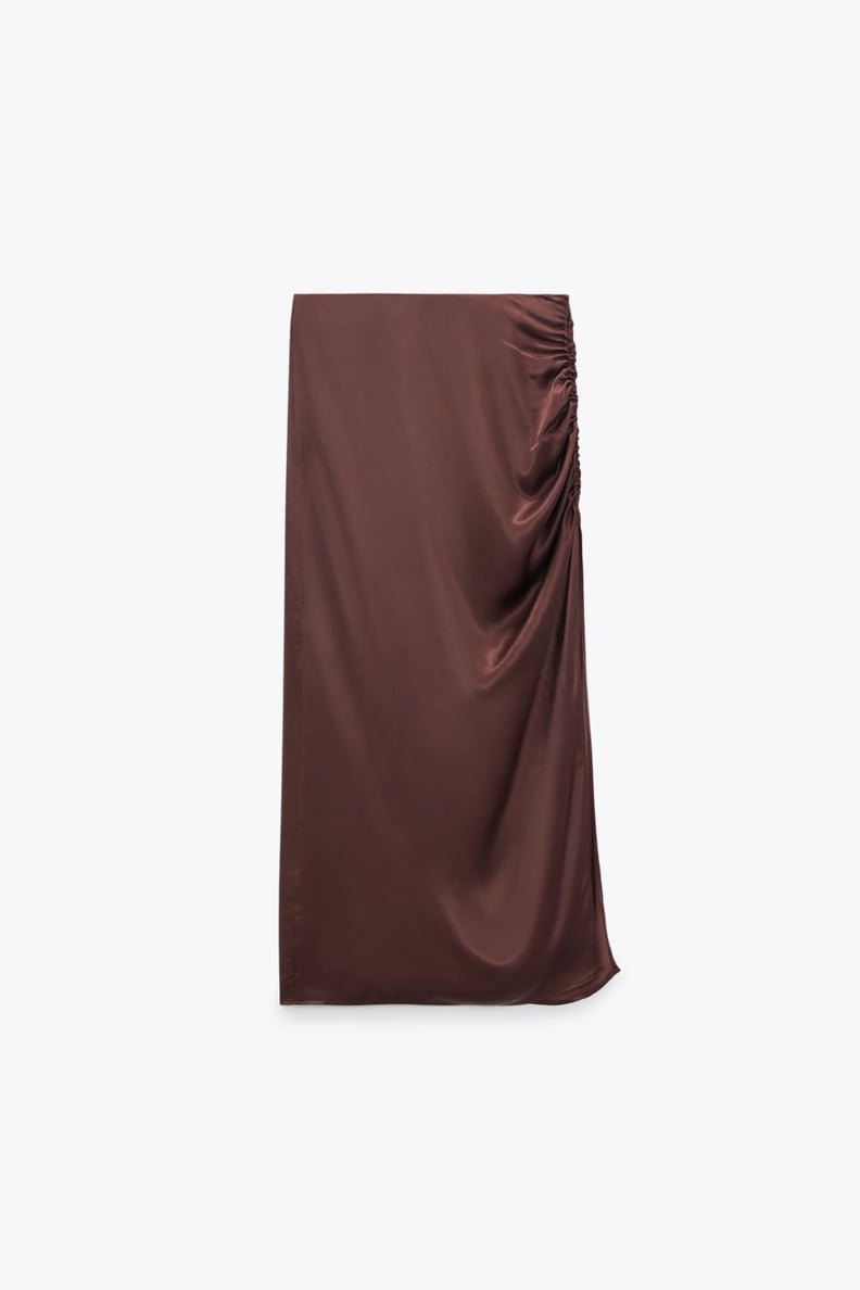 A Refined Skirt: Ruched Satin Effect Skirt