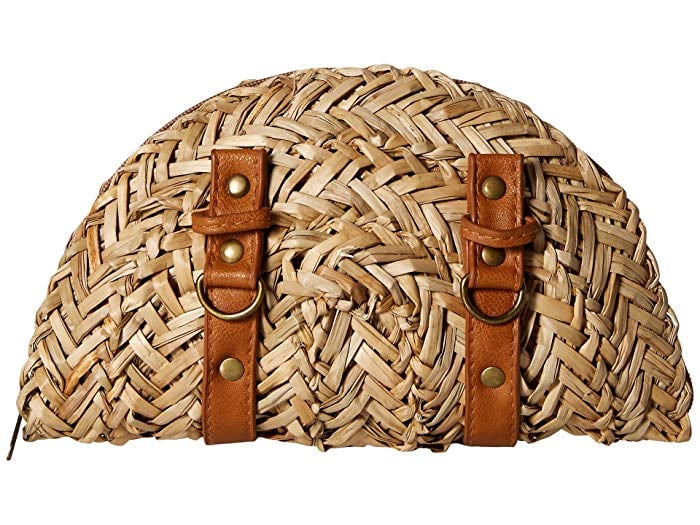 San Diego Hat Company BSB1563 Woven Seagrass Clutch with Faux Leather Straps