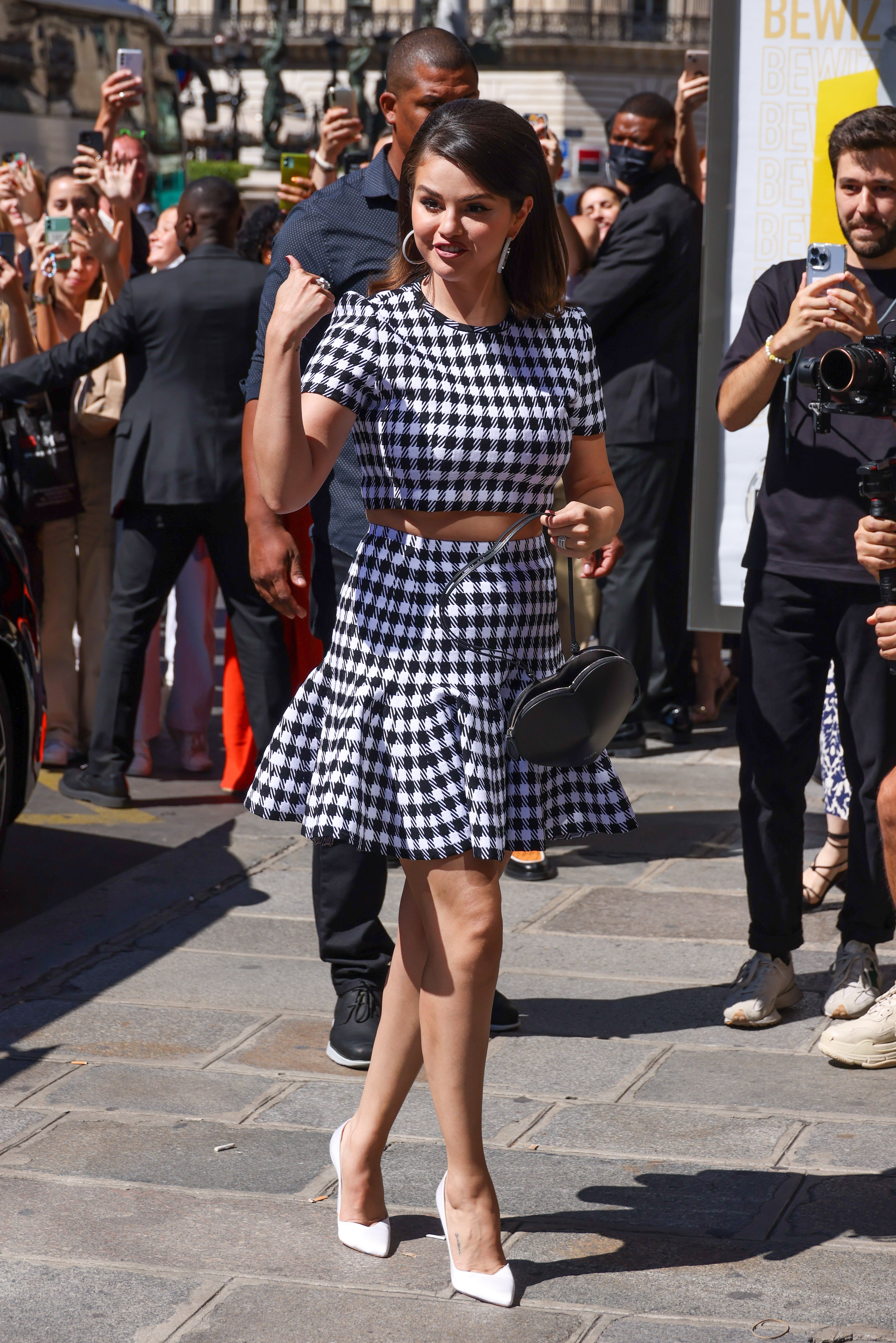 Selena Gomez Looks Poised in Polka Dots During Paris Fashion Week
