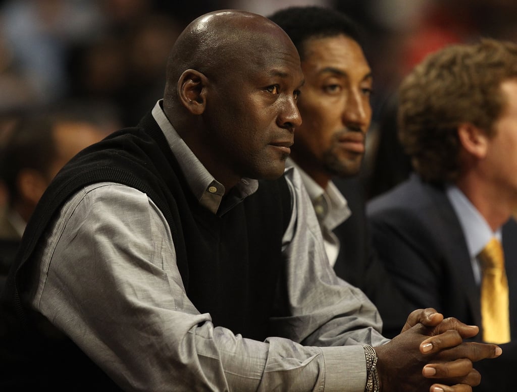 Michael Jordan and Scottie Pippen at a Charlotte Bobcats v Chicago Bulls Game in 2011