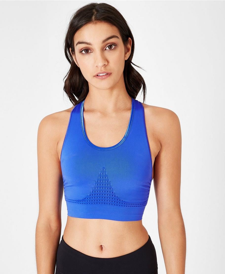 Peloton Heathered Strappy Sports Bra in Teal Blue Size Small Women's Workout
