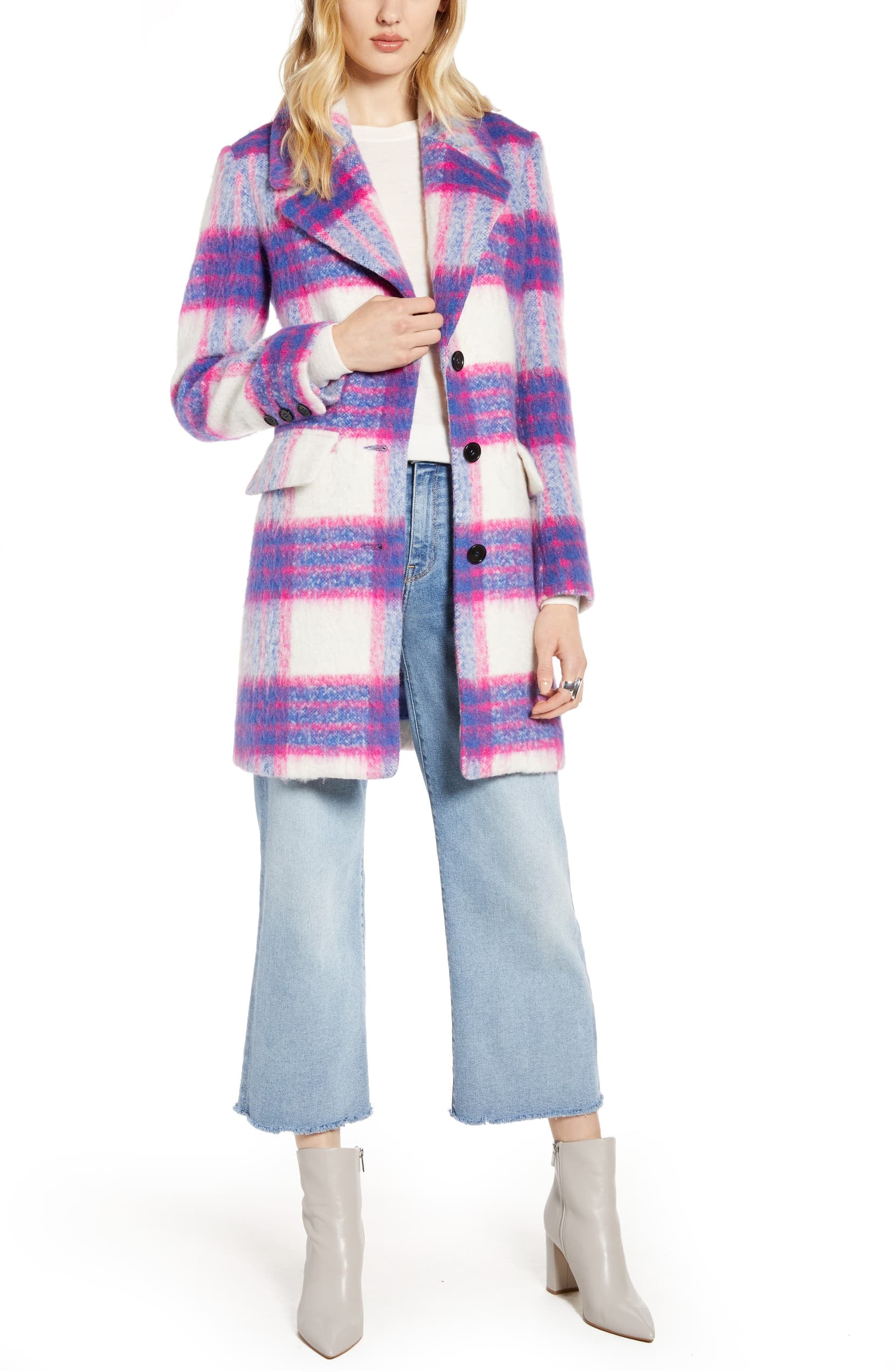 Halogen bold discount plaid coat