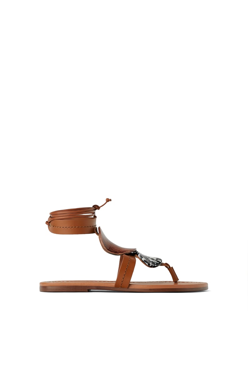 Zara Studio Flat Leather Sandals