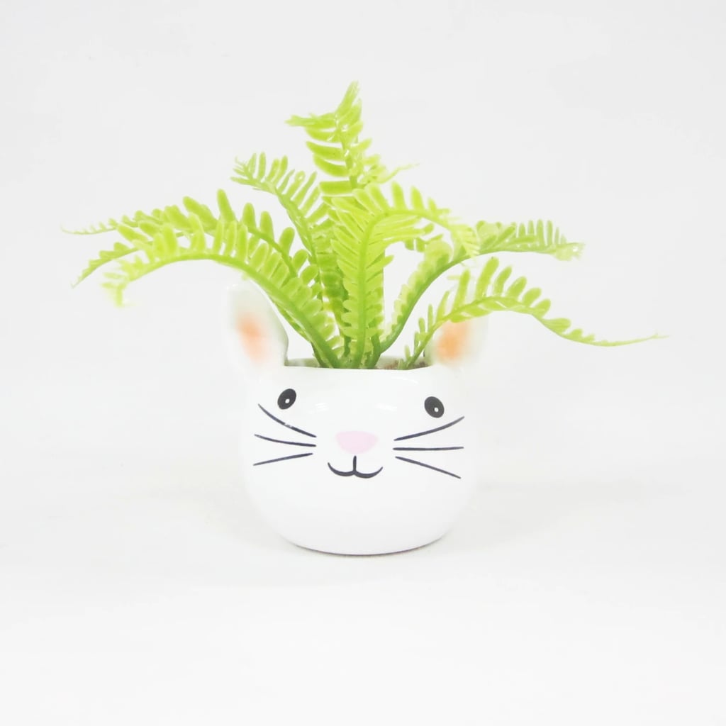 Mini Rabbit Planter With Faux Fern