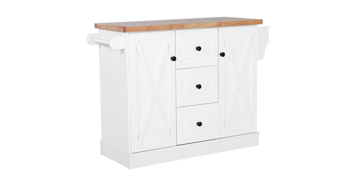HOMCOM Wooden Mobile Kitchen Island Cart with Drawers and ...