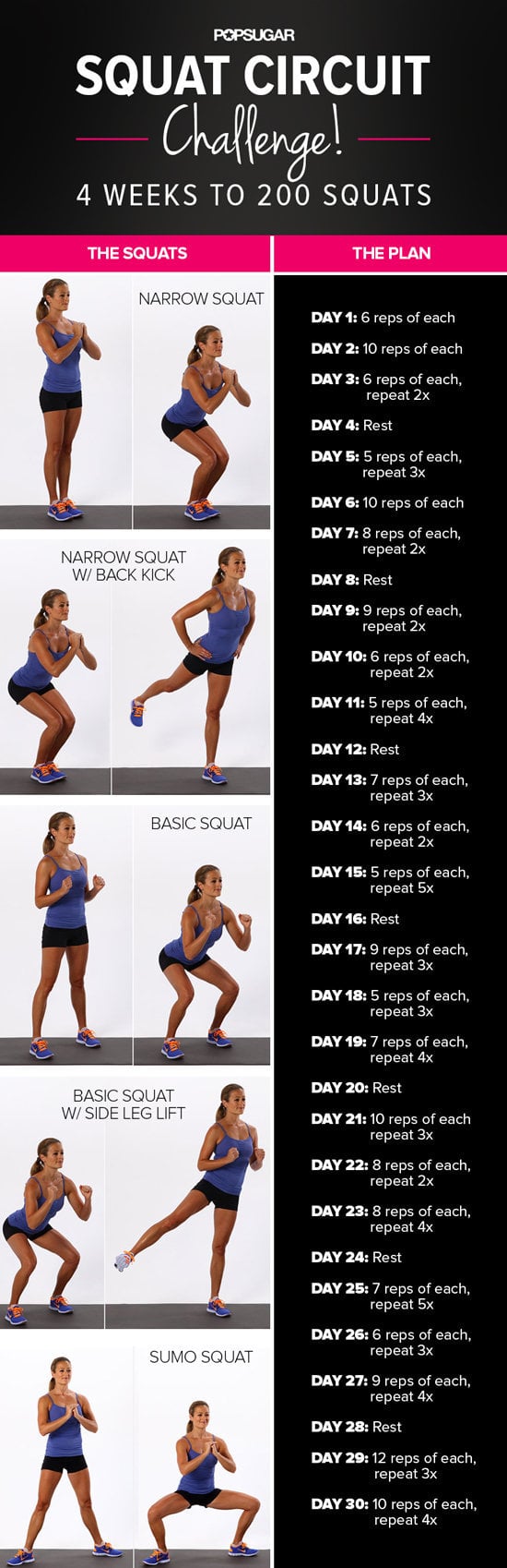 The Squat Challenge Plan 30 Day Squat Challenge POPSUGAR Fitness
