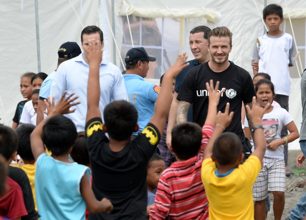 David Beckham Plays Soccer With Kids in the Philippines