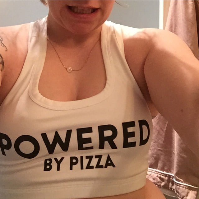 When her love of pizza took over her wardrobe.