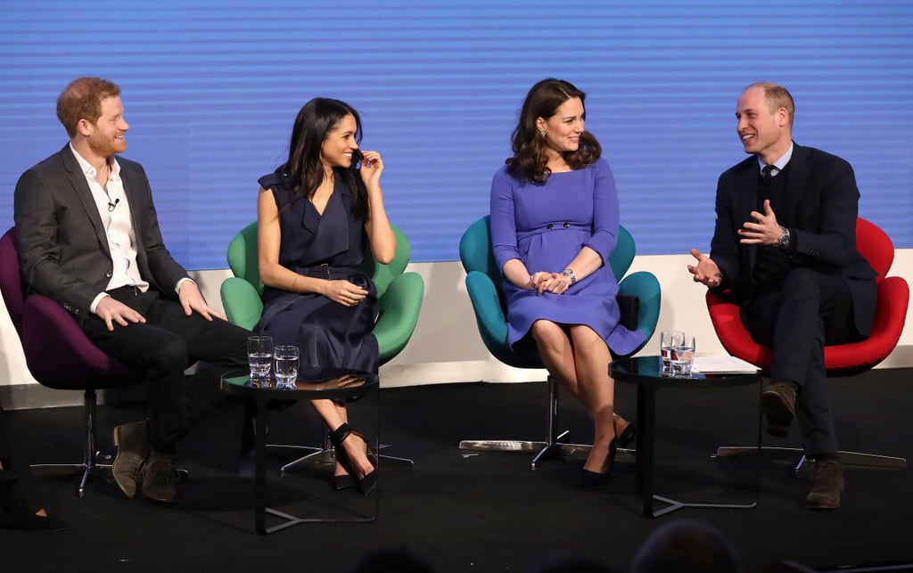 Meghan was clearly amused by William's remarks at the first annual Royal Foundation Forum, which was held in London in February.