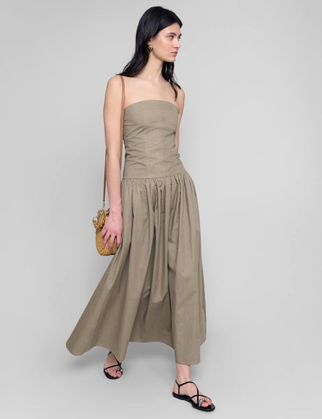 Pixie Khaki Strapless Dress