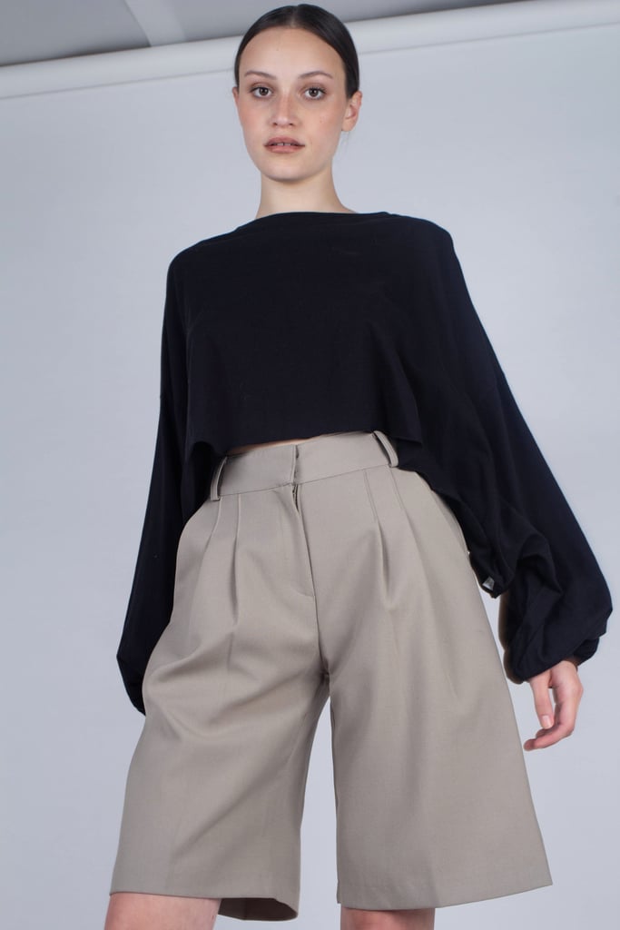 Glassworks London Pale Khaki Tucked Suit Shorts