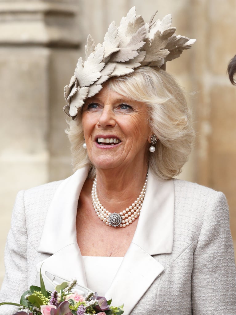 At the 2014 Commonwealth Observance service, Camilla, Duchess of Cornwall, wore this beautiful off-white accessory.