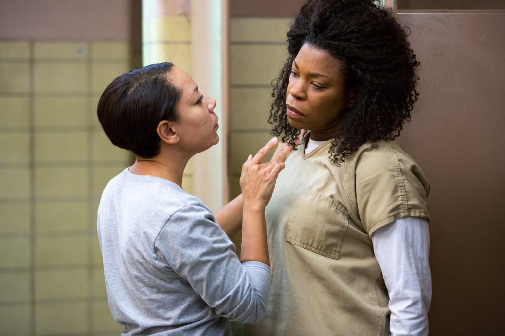 Oh! Confrontation time. Mendoza (Selenis Leyva) gets all up in Vee's face.
Source: Netflix