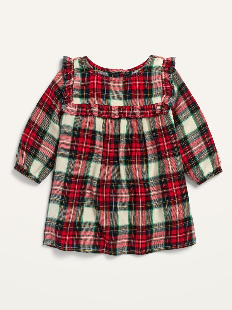 Plaid Ruffle-Trim Dress For Baby