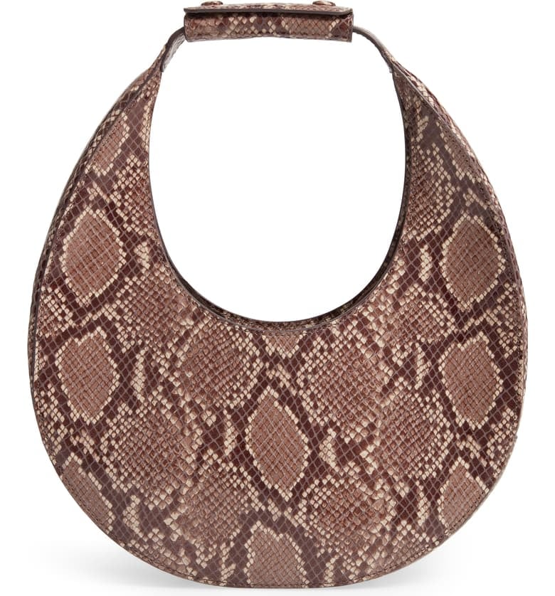 Staud Moon Snakeskin Embossed Leather Bag