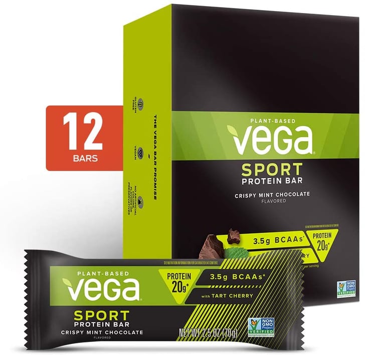 Vega Sport Protein Bar Crispy Mint Chocolate Pack Best Protein Bars on Amazon to Buy in Bulk