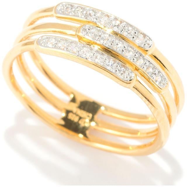 Gold-Plated Sterling Silver 3-Row Stackable Ring