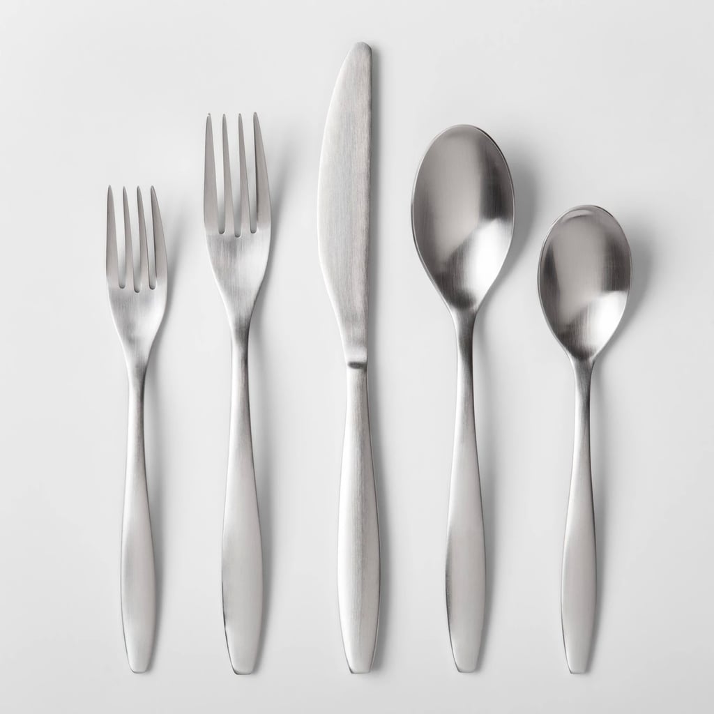 20pc Curved Satin Stainless Steel Silverware Set