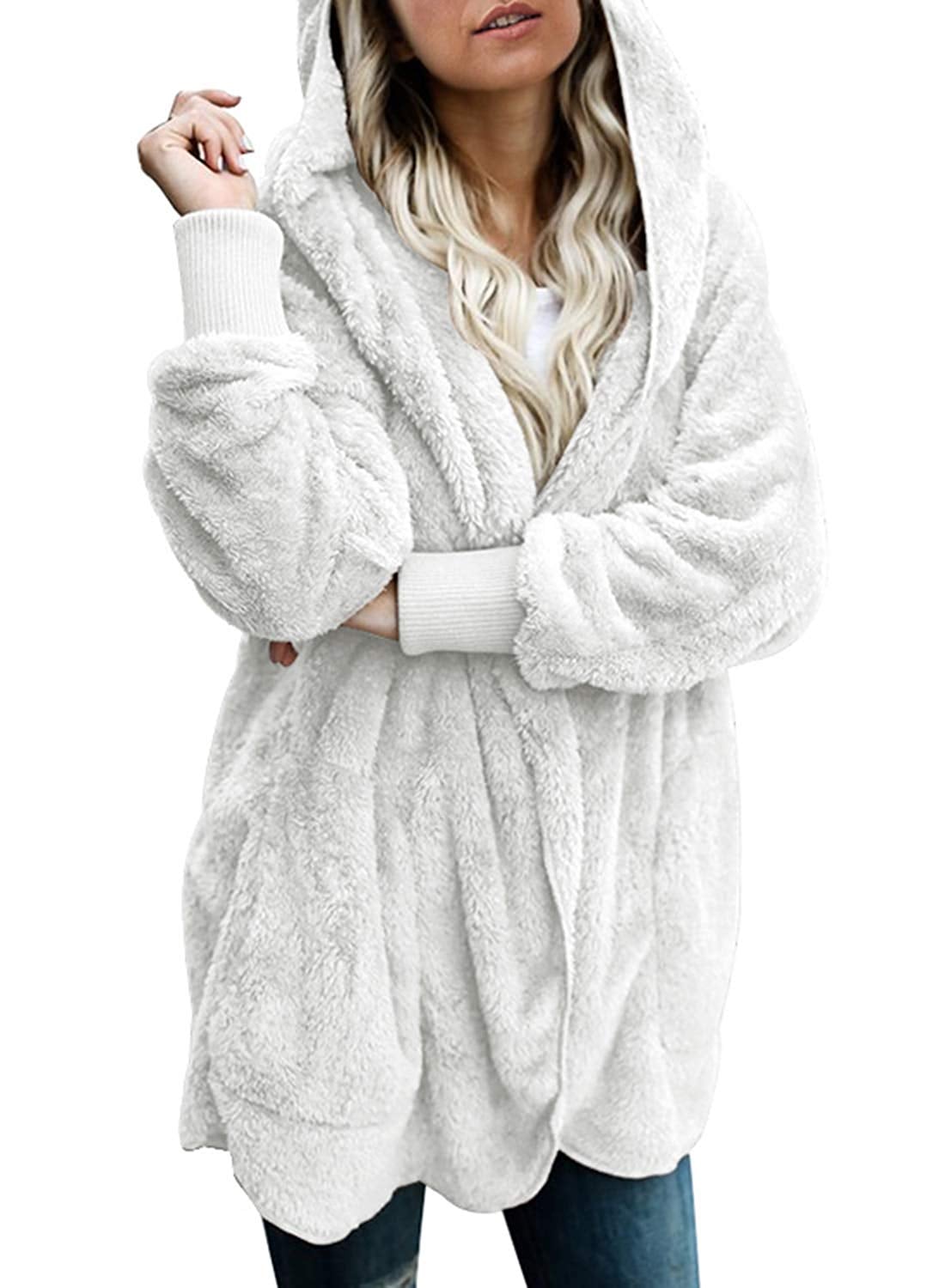 fuzzy sherpa hooded cardigan
